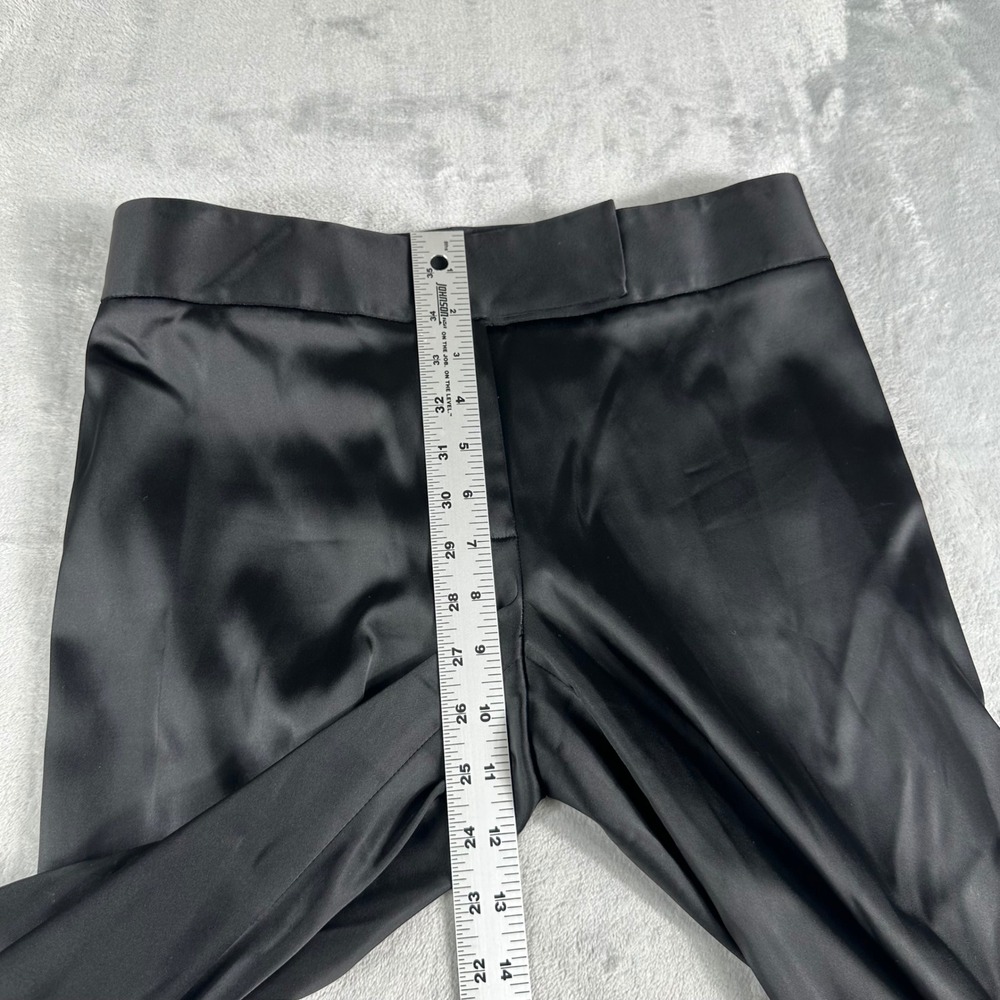 Antonio Melani Trousers Women 4 Black Satin Wide Leg Dress Pants Quiet Luxury - Picture 5 of 6